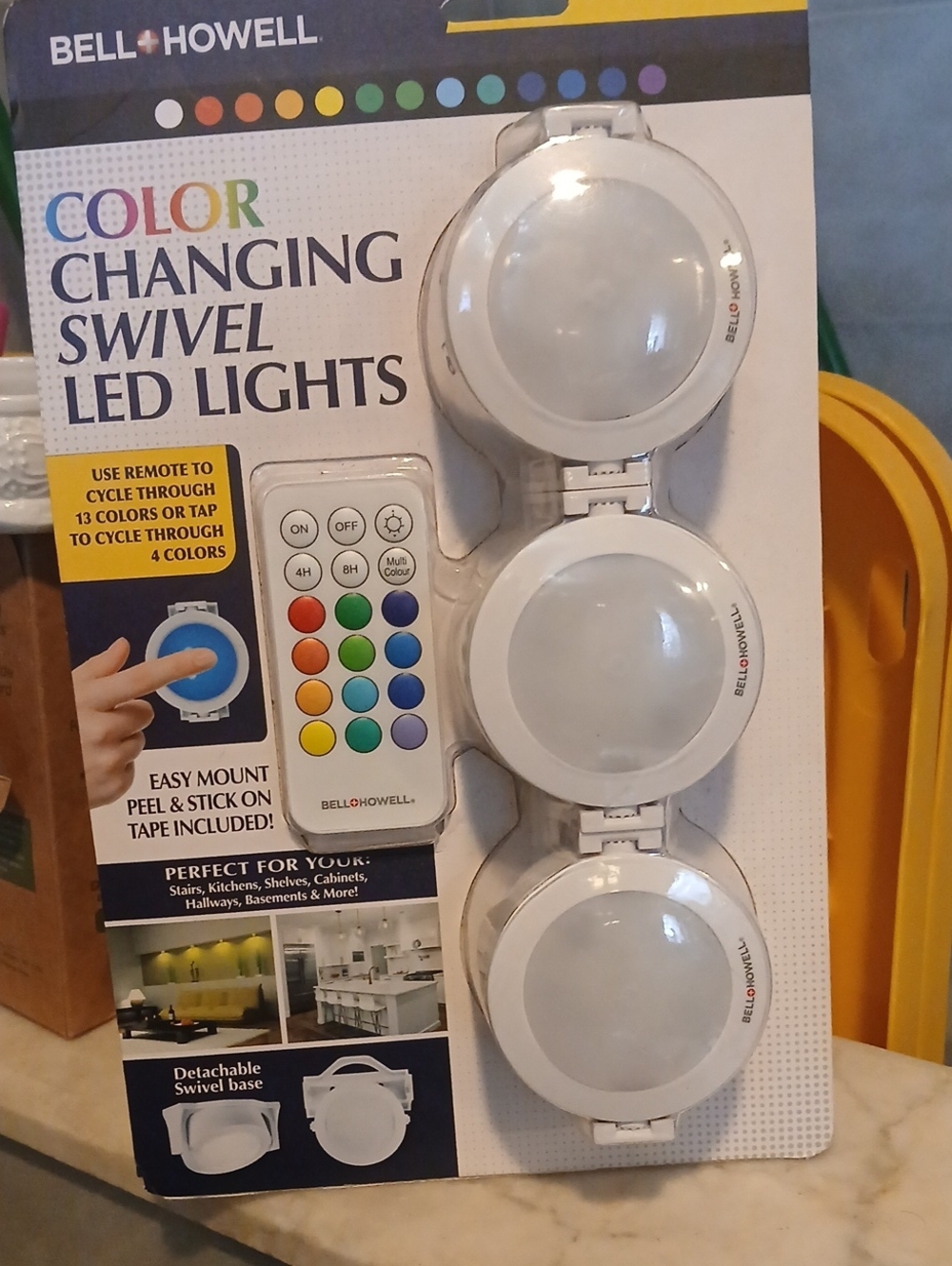 White Color-Changing Swivel LED Lights - 3-Pack